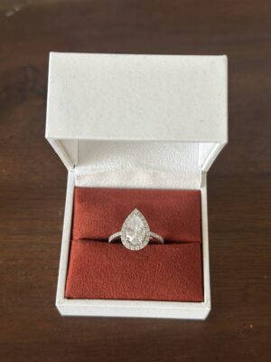 IGI Certified 2 CTW D VVS2 Lab Grown Pear Cut Diamond Ring