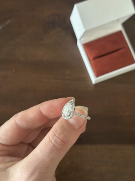IGI Certified 2 CTW D VVS2 Lab Grown Pear Cut Diamond Ring - Image 11