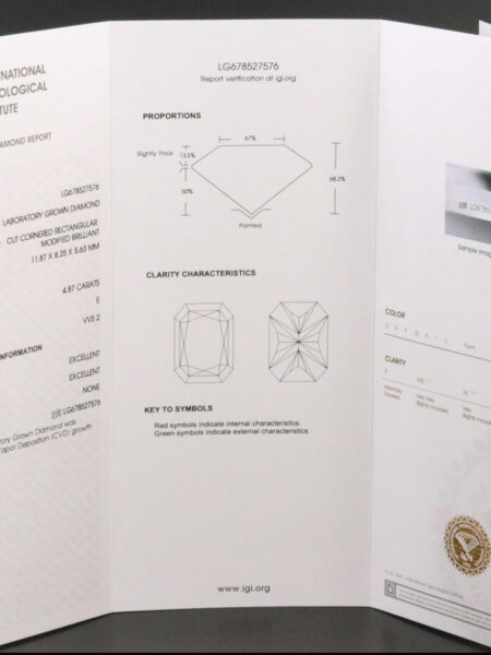 IGI 4.87 Carat E VVS2 Radiant Lab-Grown Diamond Loose Diamond - Image 7