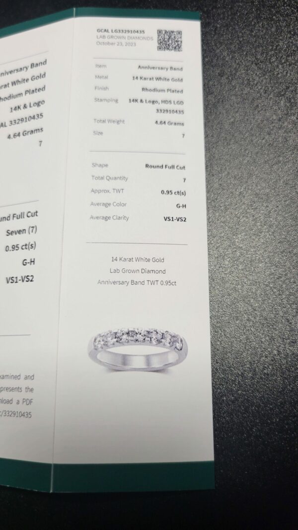 GCAL Certified 2.95 CT D VS1 Lab Grown Round Diamond Ring - Image 9
