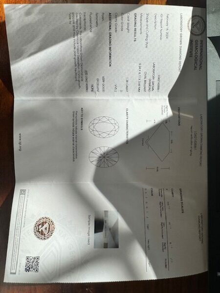 IGI 1.38 Carat D VVS2 Oval Lab-Grown Loose Diamond - Image 3