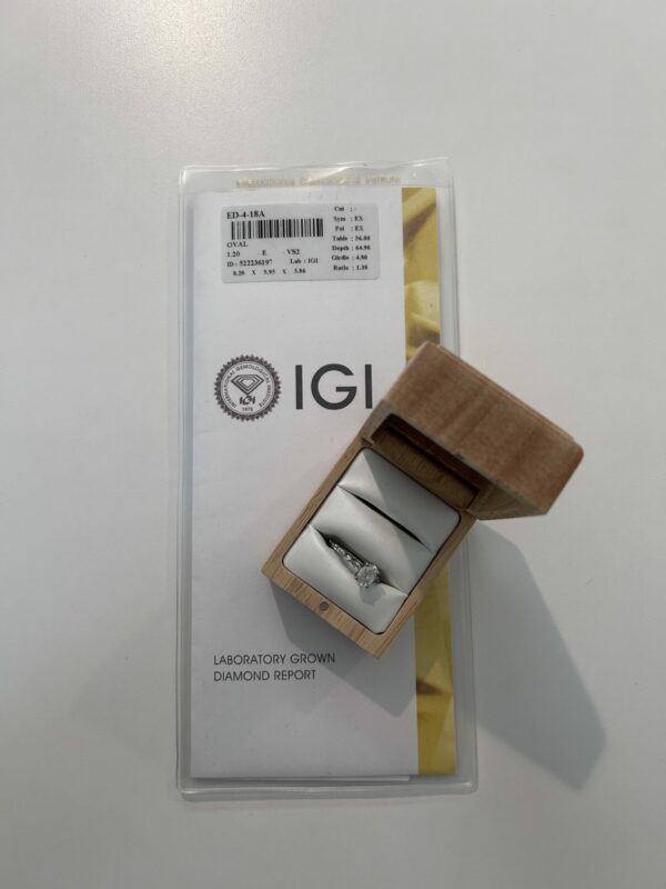IGI Certified 1.2 Carat E VVS2 Lab Grown Oval Diamond Ring - Image 8