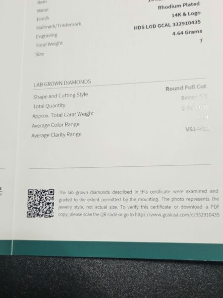 GCAL Certified 2.95 CT D VS1 Lab Grown Round Diamond Ring - Image 8