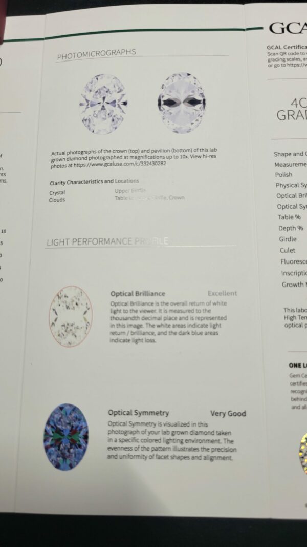 GCAL Certified 2.95 CT D VS1 Lab Grown Round Diamond Ring - Image 4