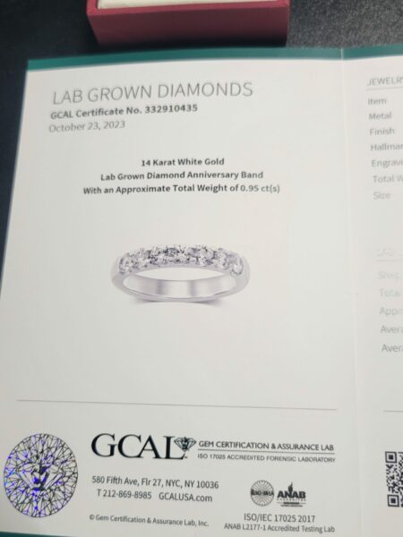 GCAL Certified 2.95 CT D VS1 Lab Grown Round Diamond Ring - Image 7