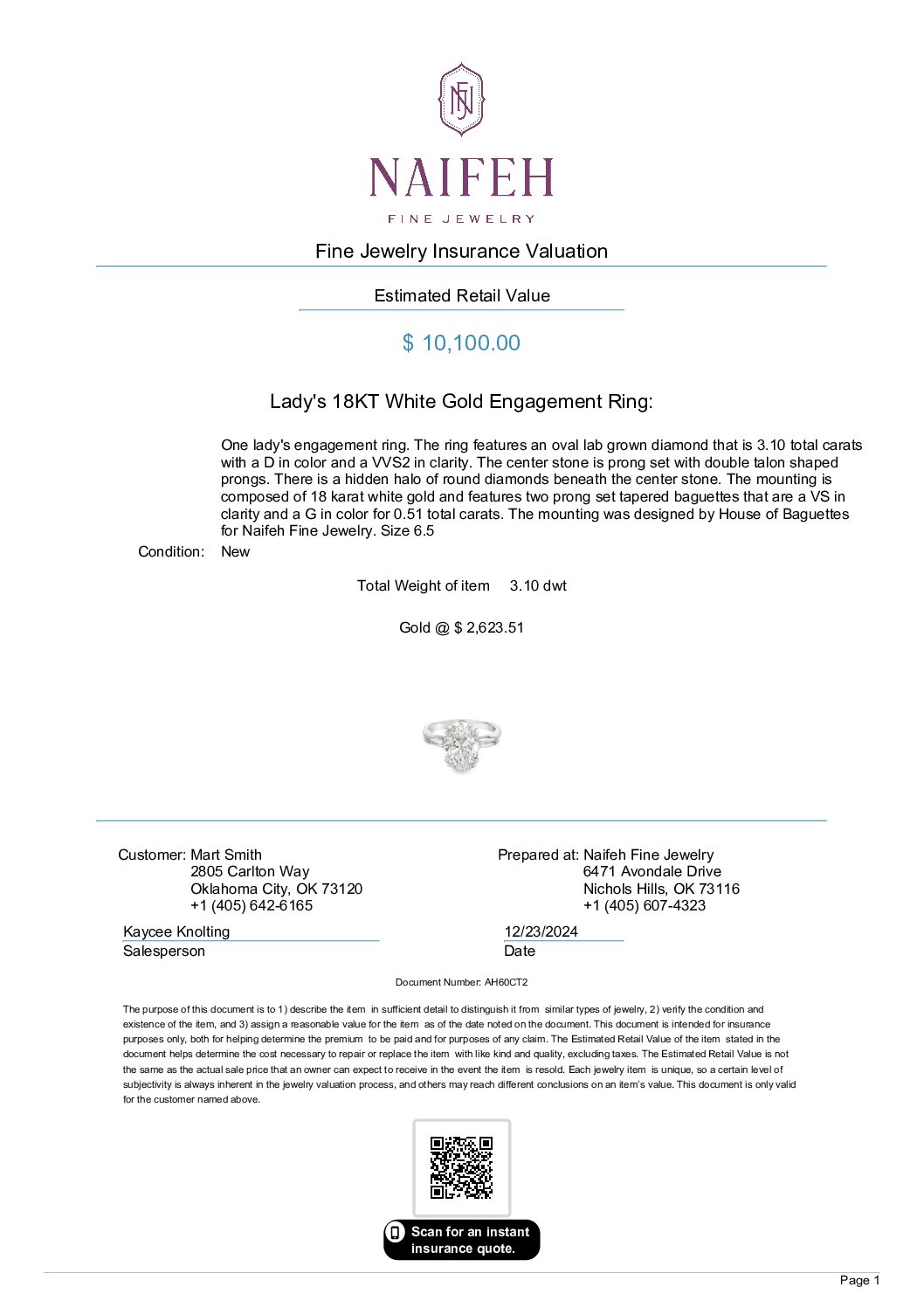 3.10 Carat D VVS2 Oval Lab-Grown Diamond Ring - Image 7