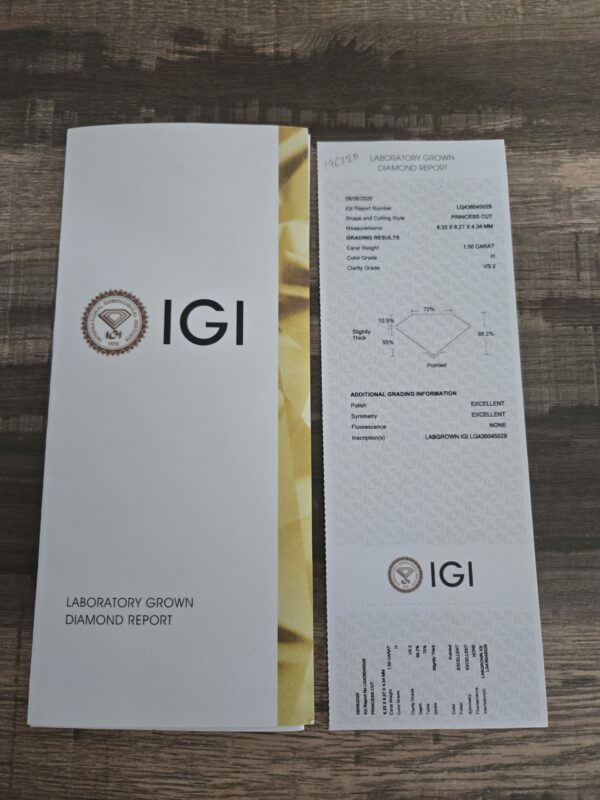 IGI 1.5 Carat H VS2 Princess Lab-Grown Diamond Ring - Image 4