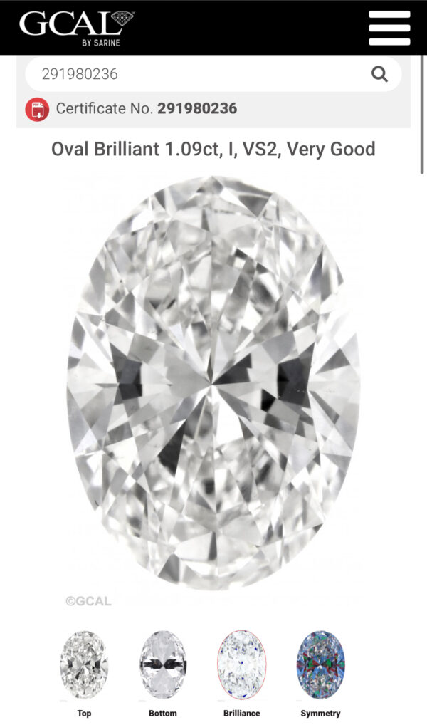 GCAL 1.09 Carat I VS2 Oval Lab Grown Ring - Image 2