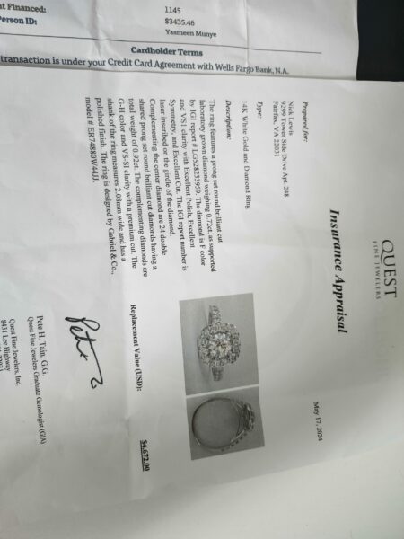 IGI .94 Carat F VS1 Oval Lab-Grown Diamond Ring - Image 4