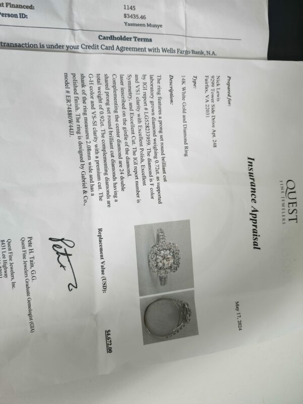 IGI .94 Carat F VS1 Oval Lab-Grown Diamond Ring - Image 4