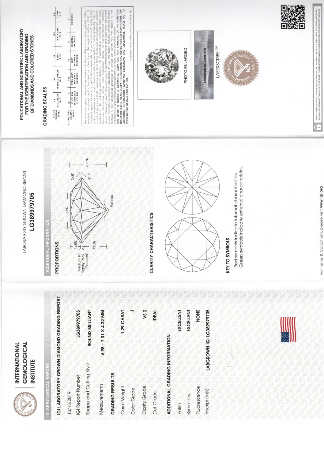 IGI 1.29 CT J VS2 Lab Grown Round Diamond Ring - Image 3