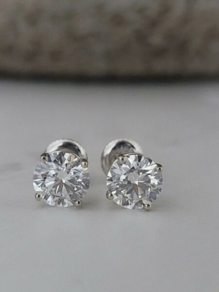 IGI 2.14 Carat D VS1 Round Lab Grown Earrings
