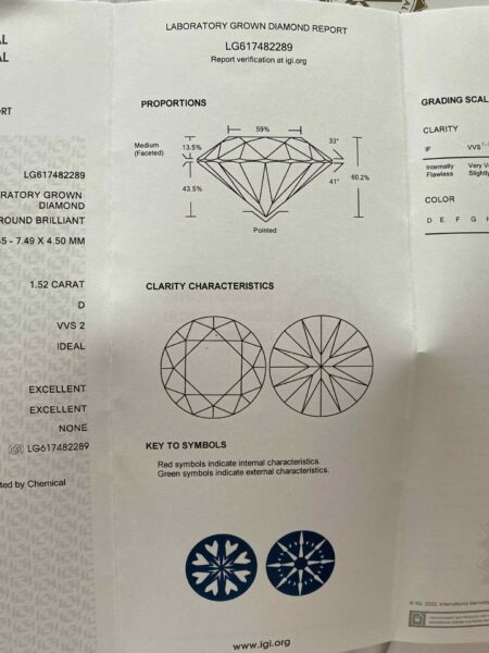 IGI 1.75 Carat D VVS2 Round Lab-Grown Diamond Ring - Image 6