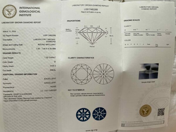 IGI 1.75 Carat D VVS2 Round Lab-Grown Diamond Ring - Image 6