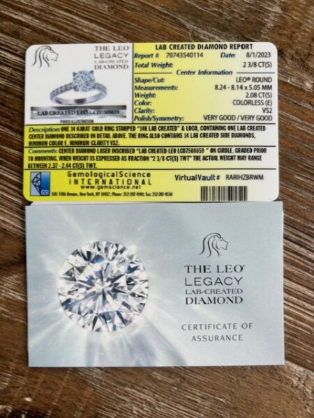 GSI 2 3/8 Carat E VS2 Round Lab-Grown Diamond Ring - Image 6