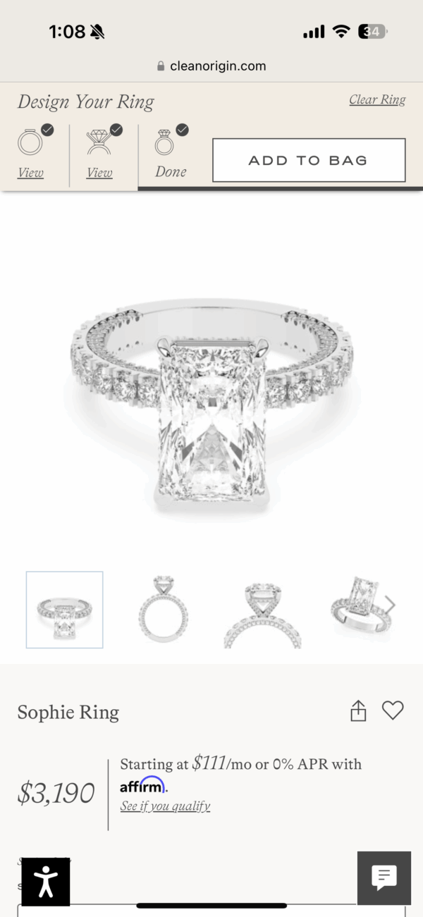 IGI 5.01 D VS1 Lab Grown Radiant Diamond Ring - Image 8