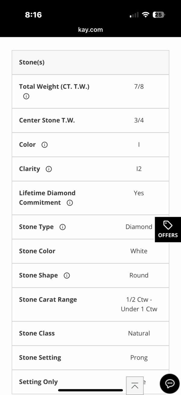 7/8 Carat I I2 Round Natural Diamond Ring - Image 2