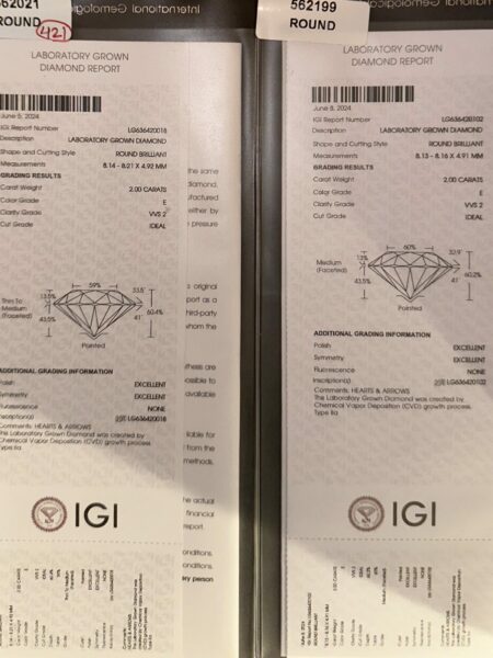 IGI 4 Carat E VVS2 Round Lab-Grown Diamond Earrings - Image 4