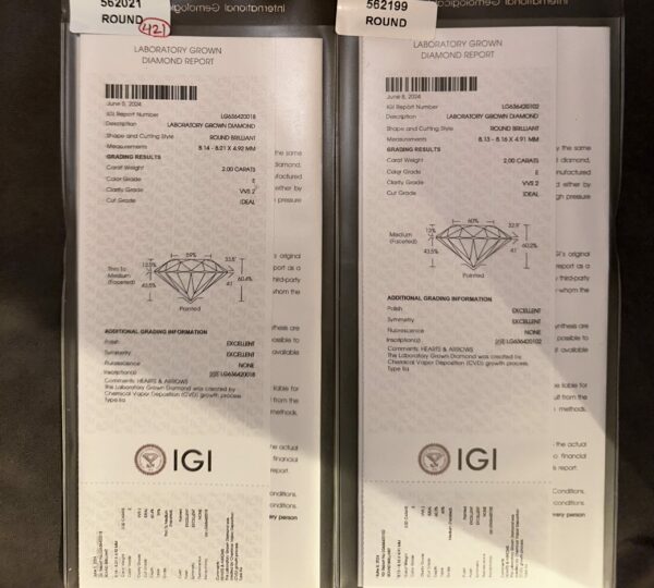 IGI 4 Carat E VVS2 Round Lab-Grown Diamond Earrings - Image 4