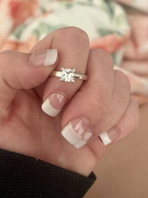 GSI .97 Carat H SI1 Princess Natural Diamond Ring