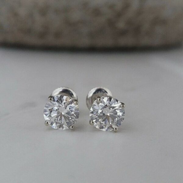 IGI 2.14 Carat D VS1 Round Lab Grown Earrings - Image 2