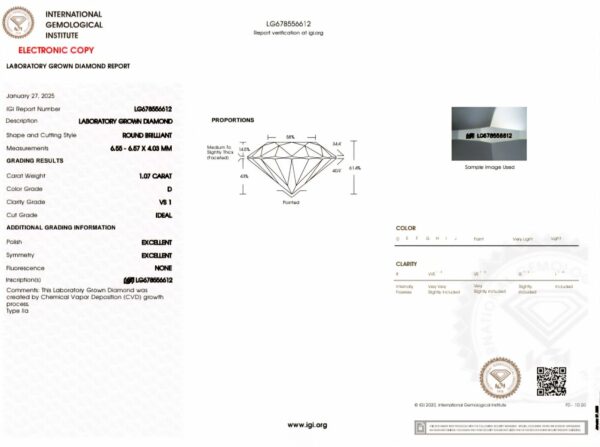 IGI 2.14 Carat D VS1 Round Lab Grown Earrings - Image 3