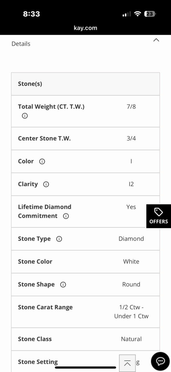 7/8 Carat I I2 Round Natural Diamond Ring - Image 10
