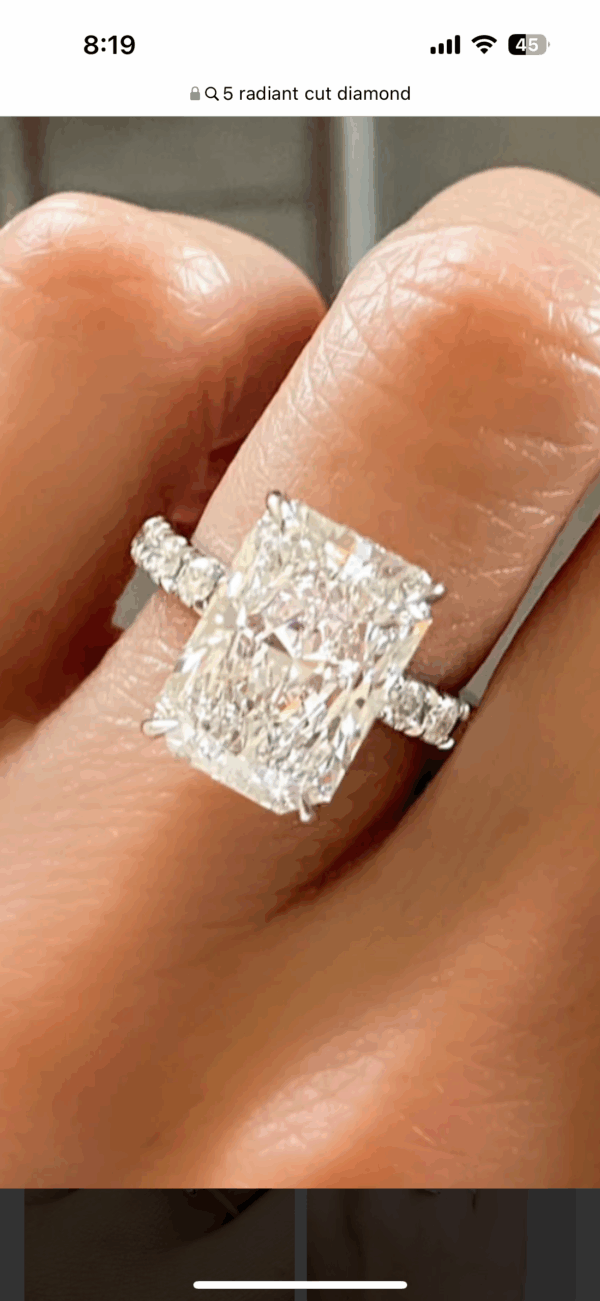 IGI 5.01 D VS1 Lab Grown Radiant Diamond Ring