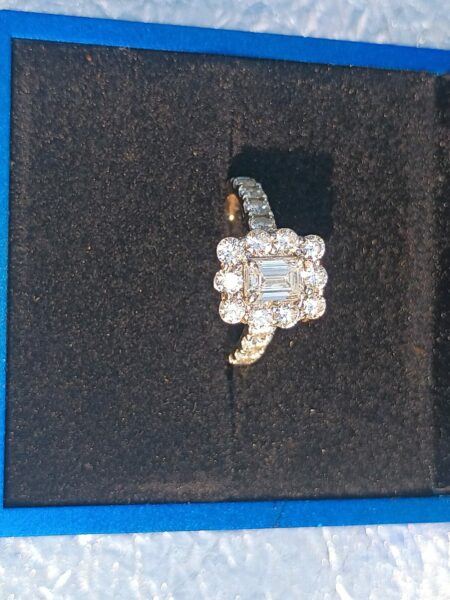 3 Carat Total Weight F VS1 Emerald Lab Grown Diamond Ring