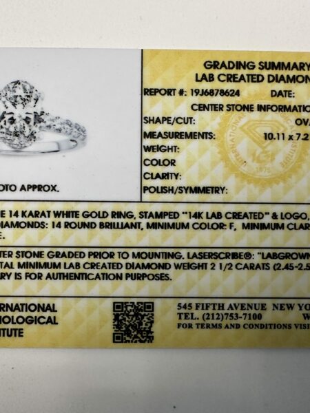 IGI 2.0 Carat F VVS2 Oval Lab Grown Ring - Image 7