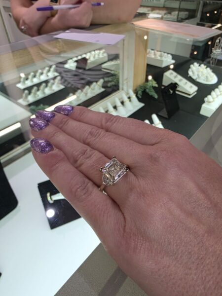 IGI 4.07 Carat H VS1 Asscher Lab Grown Ring