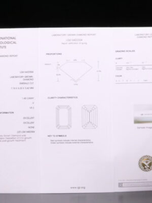 IGI 1.43 Carat H VS2 Emerald Lab Grown Loose Diamond