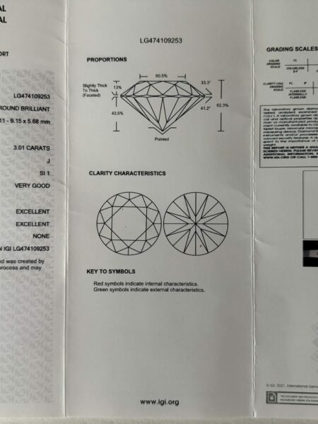 IGI 3.01 Carat J SI1 Round Lab Grown Ring - Image 11