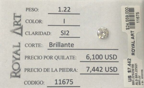 1.22 Carat I SI1 Round Natural Diamond Ring - Image 3