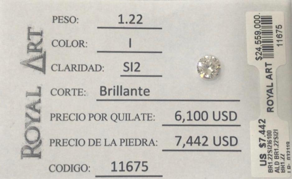 1.22 Carat I SI1 Round Natural Diamond Ring - Image 3
