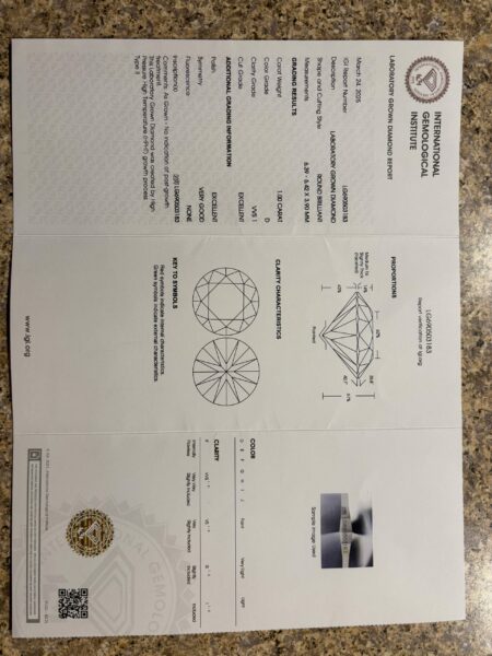 IGI 1 Carat D VVS1 Round Lab Grown Loose Diamond - Image 3