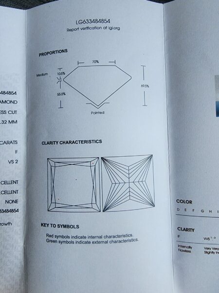 IGI 2.86 Carat F VS2 Princess Lab Grown Loose Diamond - Image 3