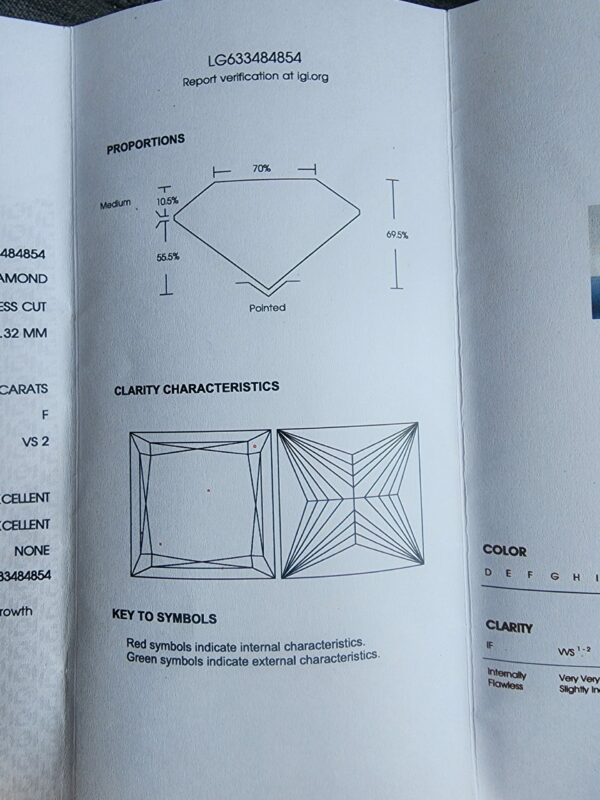 IGI 2.86 Carat F VS2 Princess Lab Grown Loose Diamond - Image 3