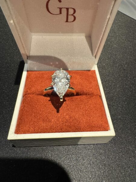 IGI 3.96 Carat E VS2 Pear Lab Grown Ring
