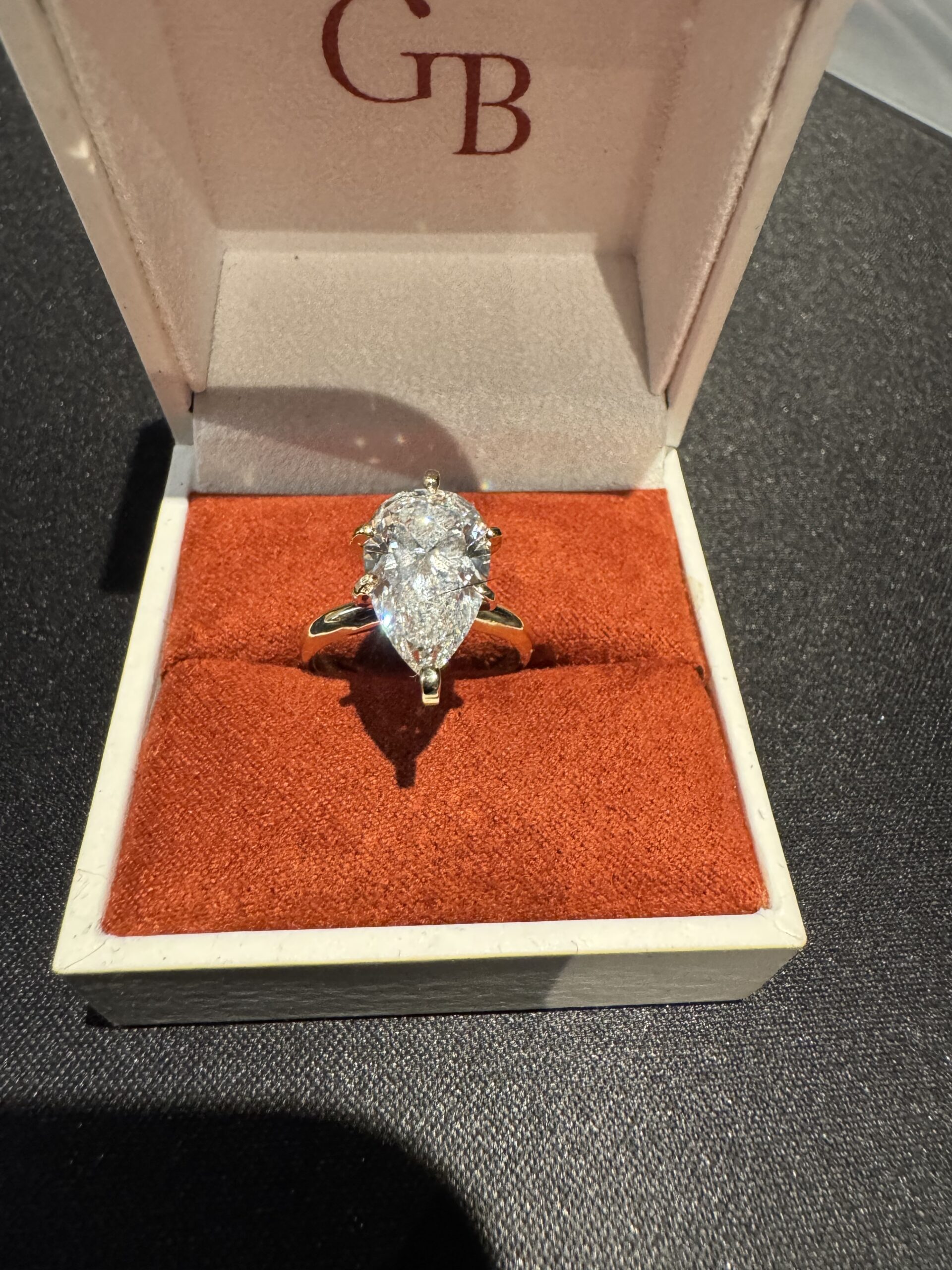 IGI 3.96 Carat E VS2 Pear Lab Grown Ring - Image 1