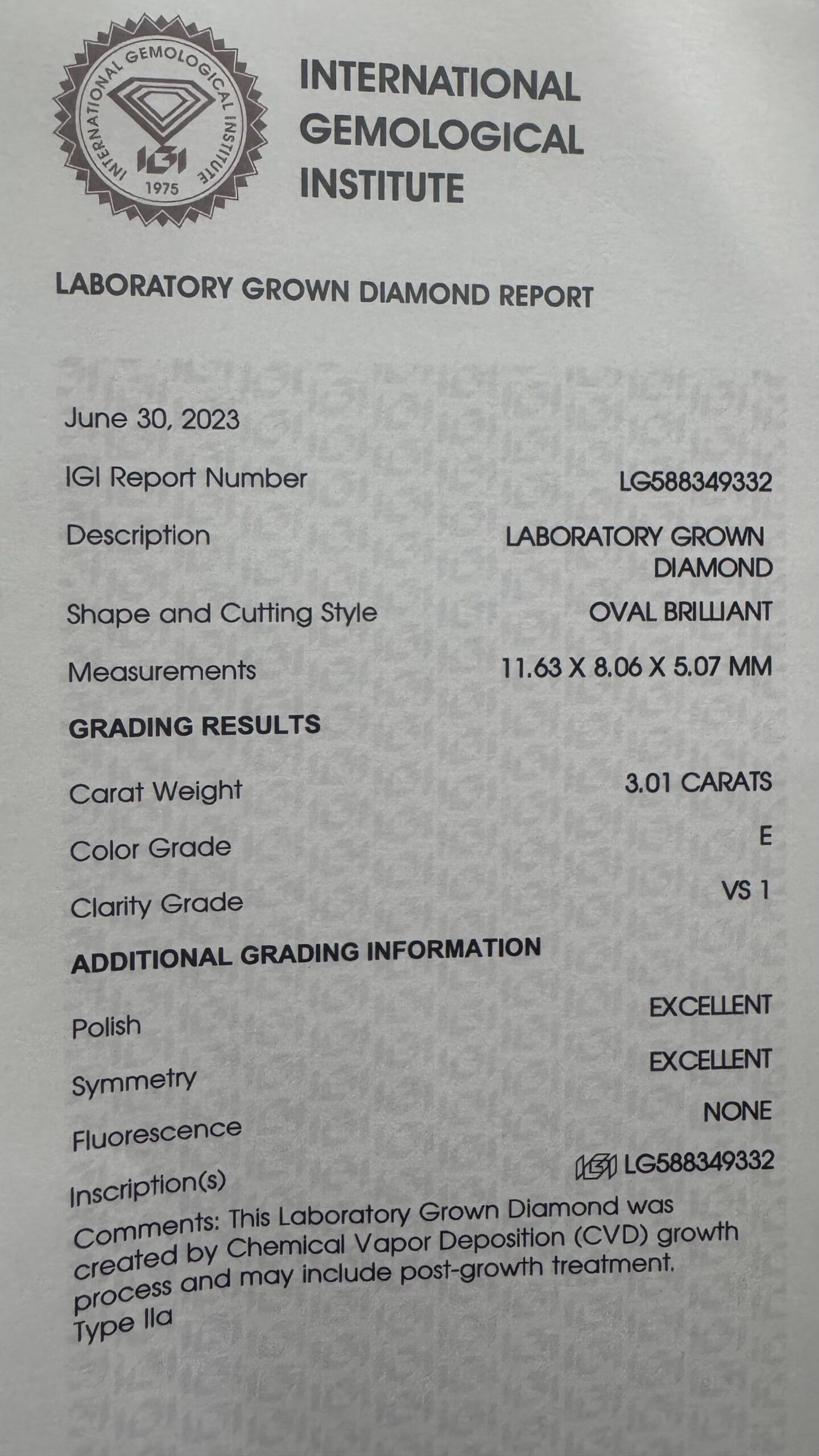 IGI 5.51 Carat E VS1 Oval Lab Grown Diamond Ring - Image 12