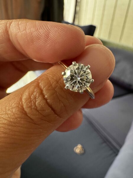IGI 1.92 Carat D VVS2 Round Lab Grown Diamond 14Kt Rose Gold Platinum Setting Ring