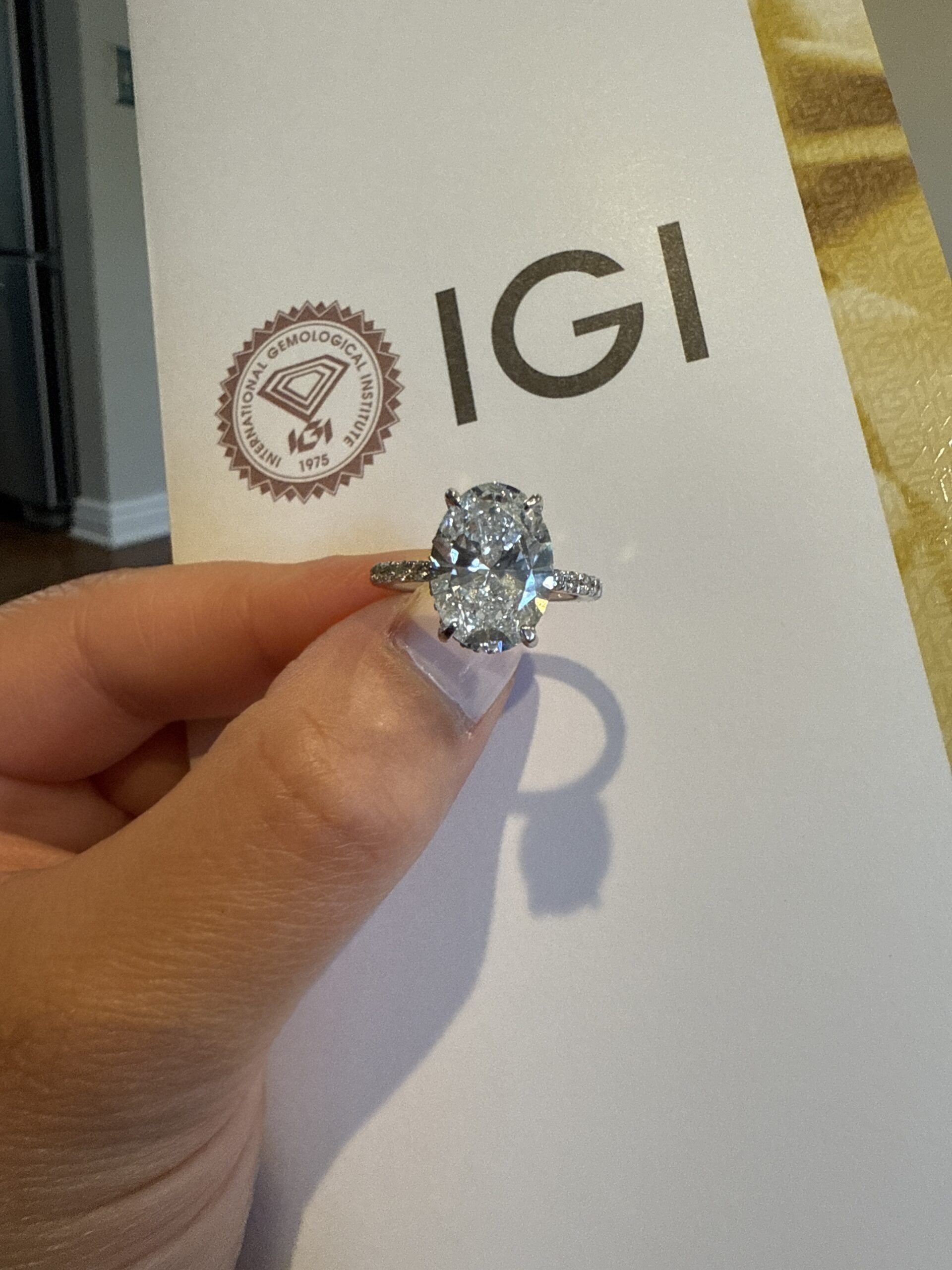 IGI 4 Carat E VS1 Oval Lab Grown Ring - Image 7