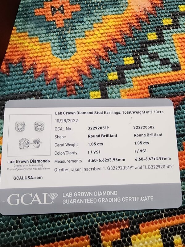 GSI 1.05 Carat I VS1 Round Lab Grown Other Diamond Jewelry - Image 2