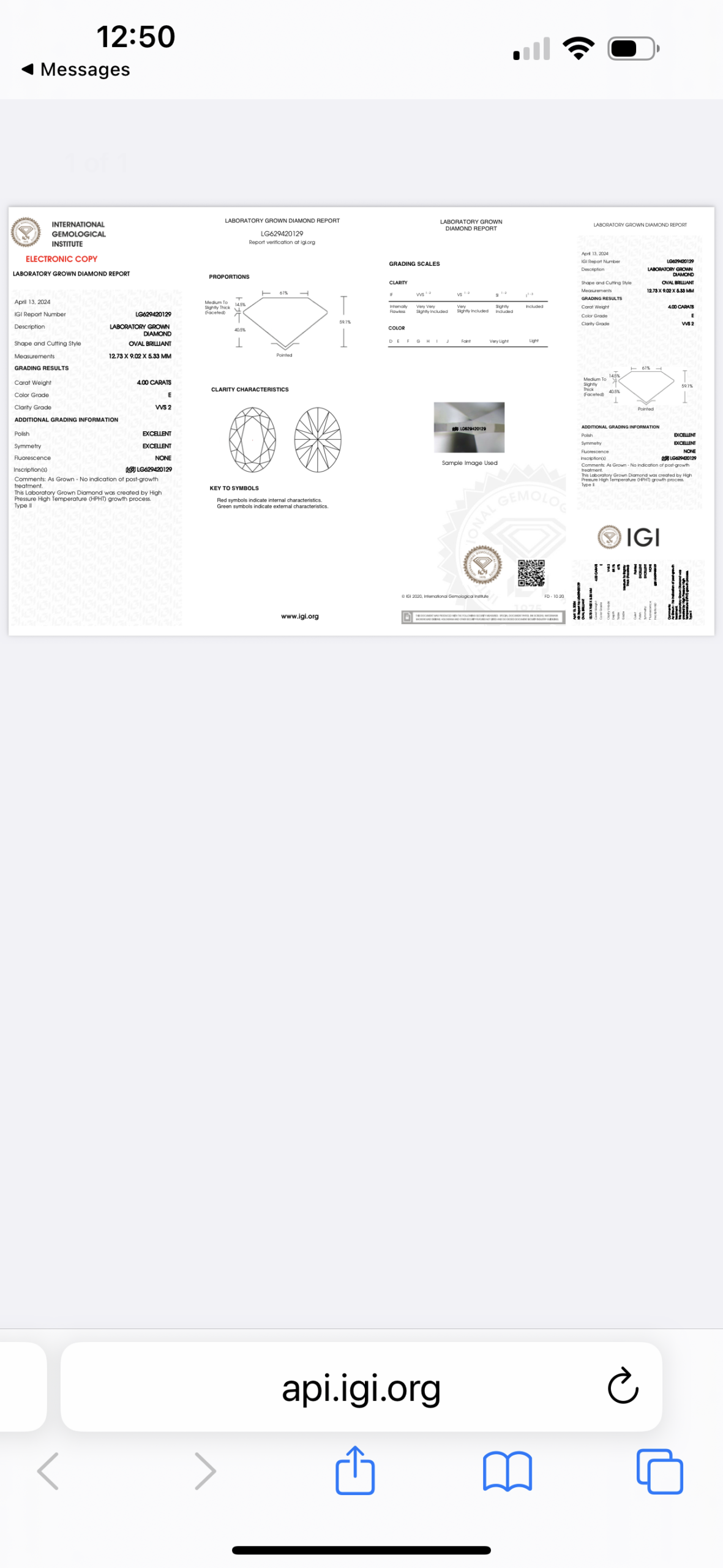 IGI 4.0 Carat E VVS2 Oval Lab Grown Diamond Ring - Image 1