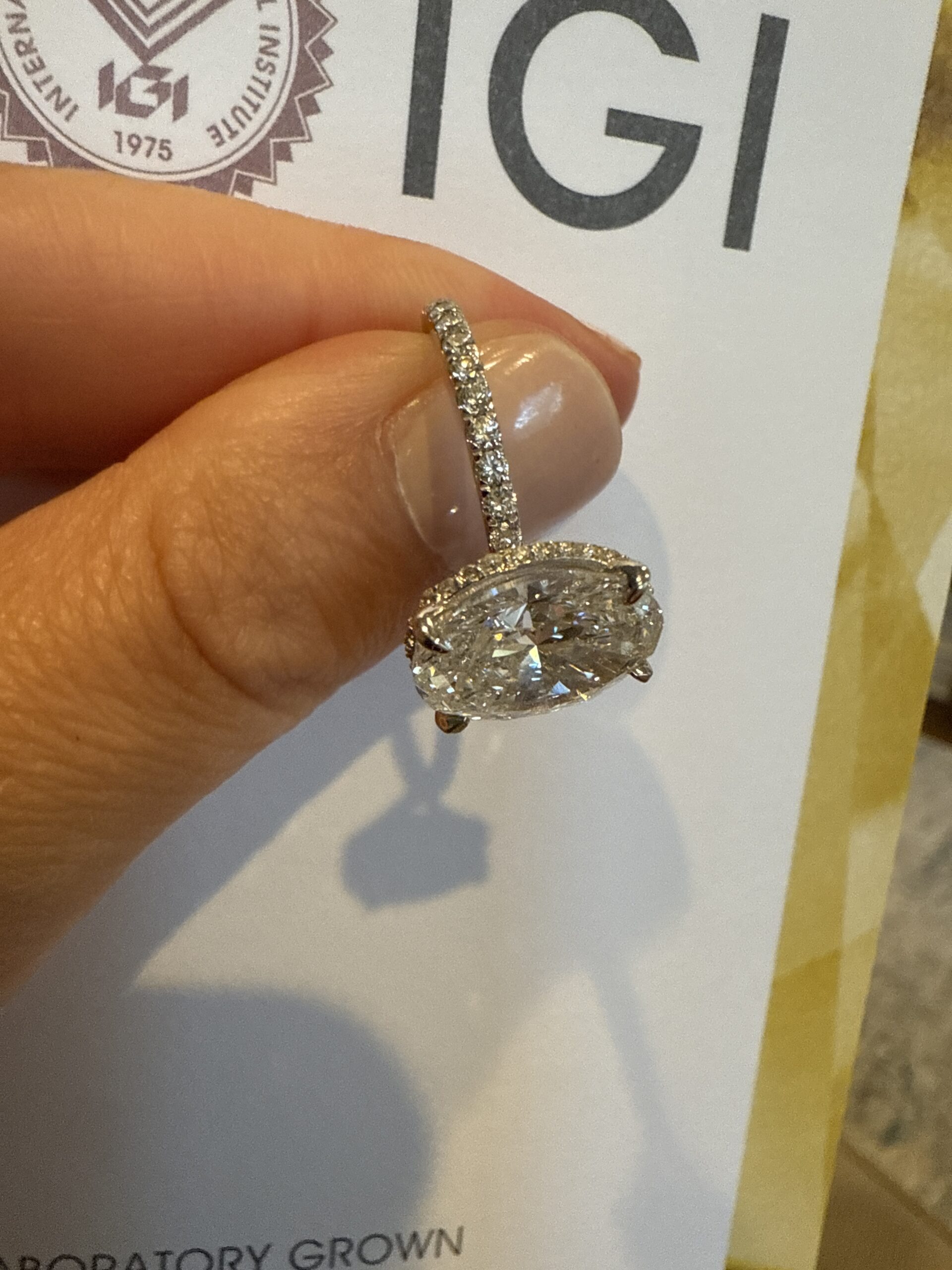 IGI 4 Carat E VS1 Oval Lab Grown Ring - Image 3