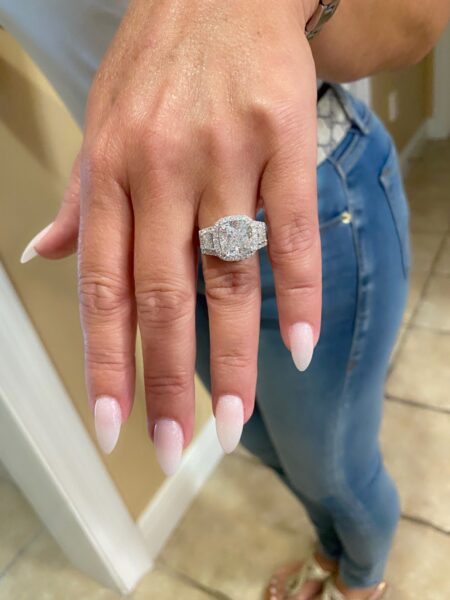 GSI 6.11 Carat F SI1 Cushion Natural Diamond Ring