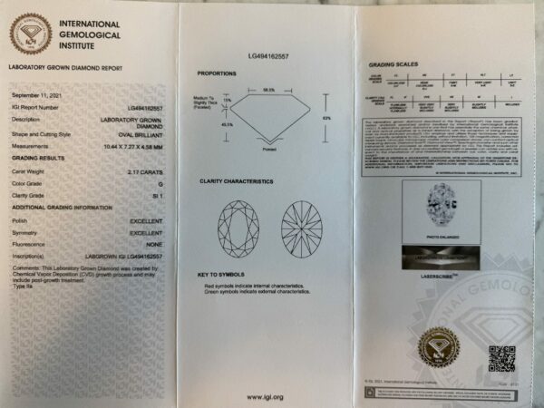 2.17 Carat G SI1 Oval Lab Grown Ring - Image 4
