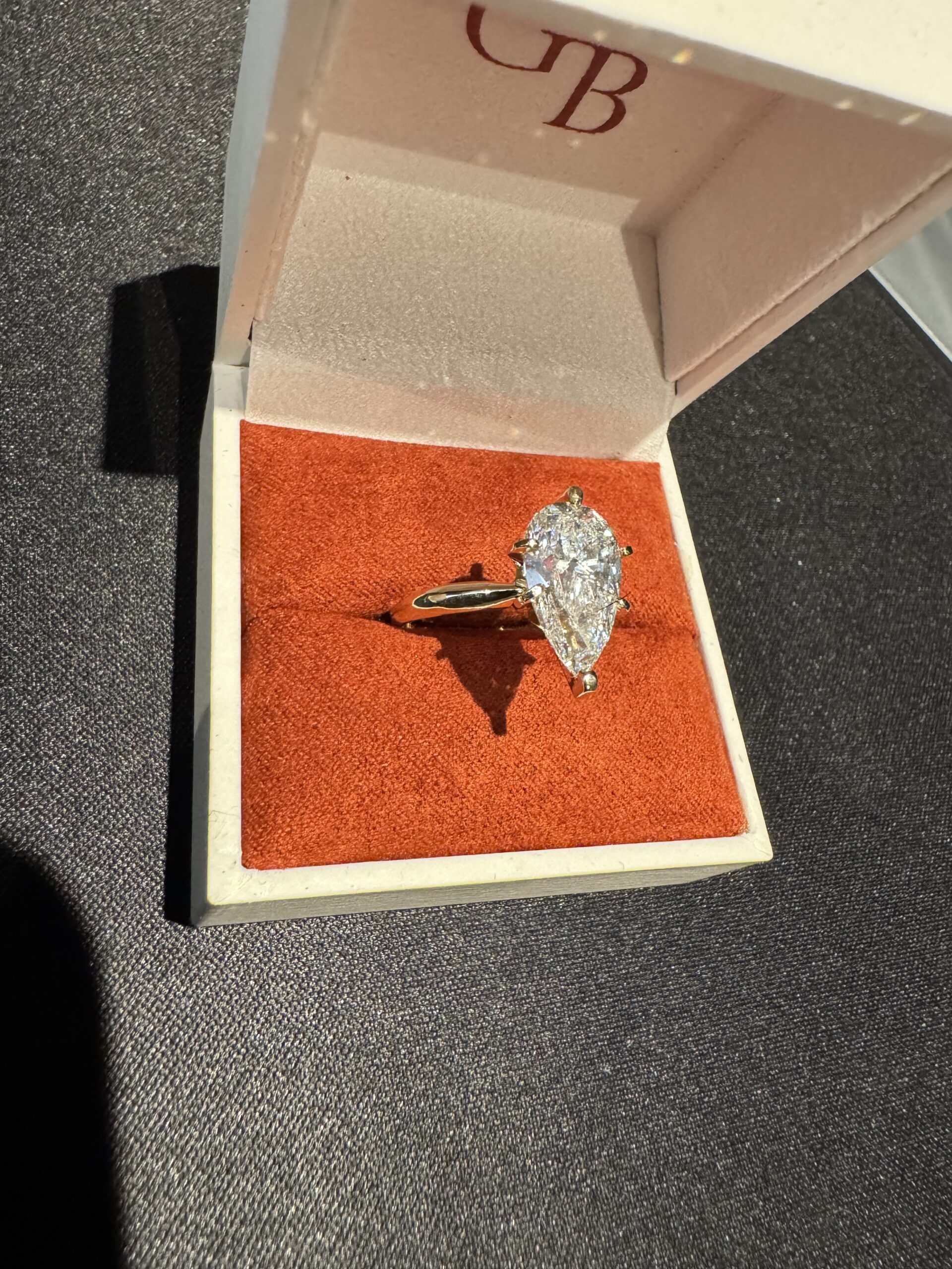 IGI 3.96 Carat E VS2 Pear Lab Grown Ring - Image 2