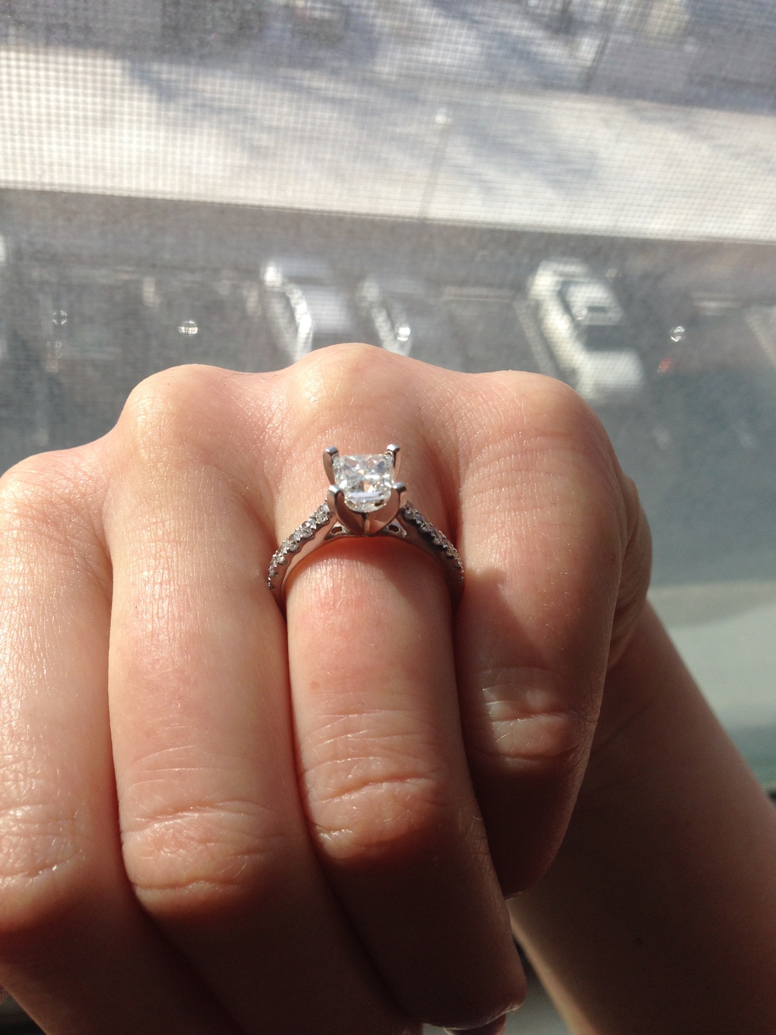 1.2 Carat F I2 Princess Natural Diamond Diamond Ring - Image 3